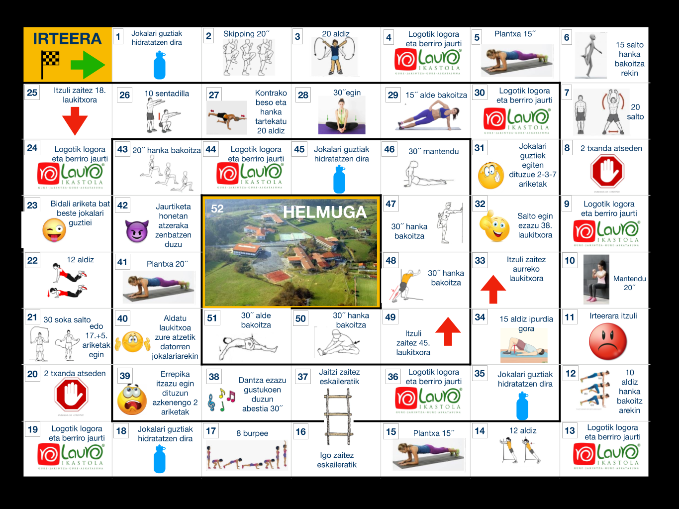 Juego de la oca en el tablero de Lauro Ikastola: Educación Fisica en